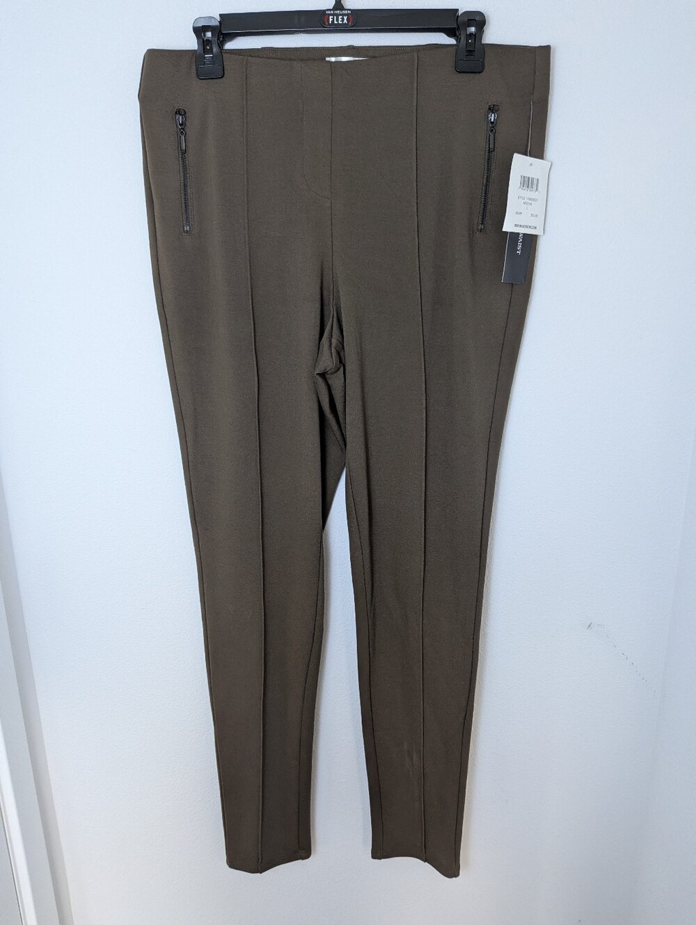 89th & Madison Khaki Pull On Knit Stretch Tapered Jeggings Slim Pants Sz L NEW